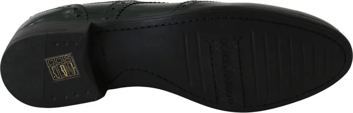 Green Leather Broque Oxford Wingtip Women's Shoes - Image 3