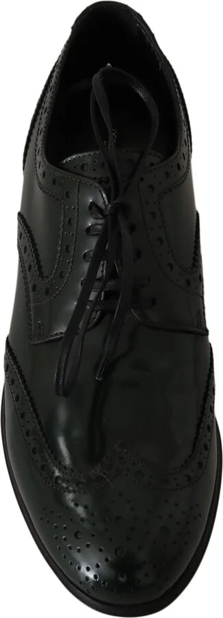 Green Leather Broque Oxford Wingtip Women's Shoes - Image 4
