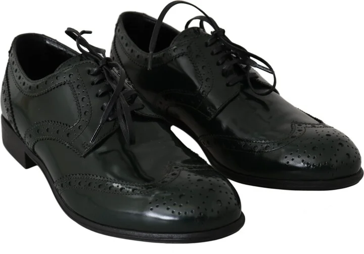 Green Leather Broque Oxford Wingtip Women's Shoes - Image 5
