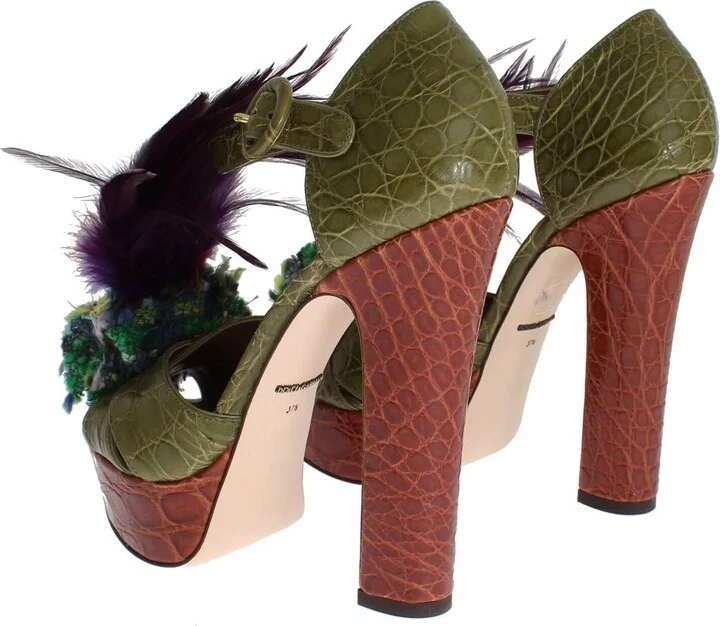 Green Leather Crystal Platform Sandal Women's Shoes - Image 4