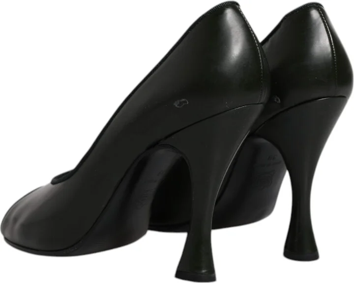 Green Leather Peep Toe Heels Pumps Women's Shoes (Pre-Owned) - Image 5