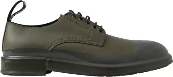 Green Leather Rubber Sole Dress Men's Shoes