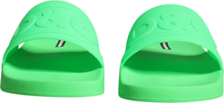 Green Leather Slides Sandals Beachwear Men's Shoes - Image 2
