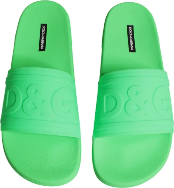 Green Leather Slides Sandals Beachwear Men's Shoes - Image 3