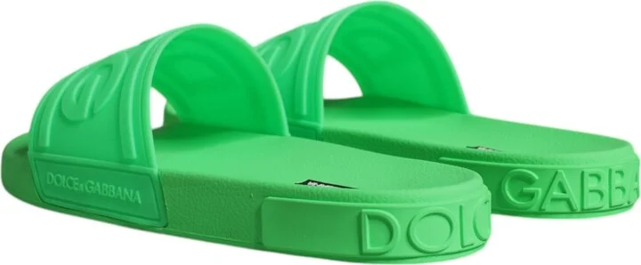 Green Leather Slides Sandals Beachwear Men's Shoes - Image 5