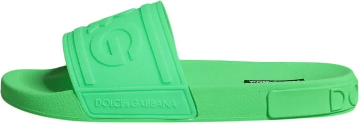 Green Leather Slides Sandals Beachwear Men's Shoes - Image 6