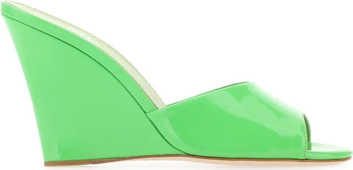 Green Leather Wanda Mules