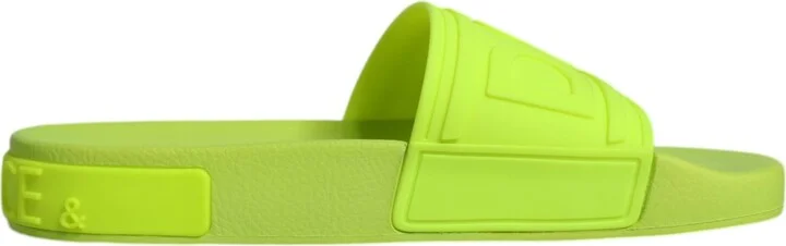 Green Rubber Slides Sandals Beachwear Women's Shoes