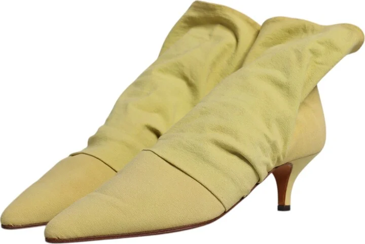 Green Sock Style Heels Ankle Boots Women's Shoes (Pre-Owned) - Image 4