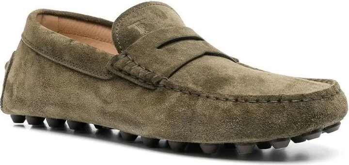 Green Suede Bubble Gommino Driving Shoes - Image 2