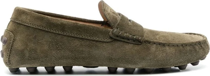 Green Suede Bubble Gommino Driving Shoes