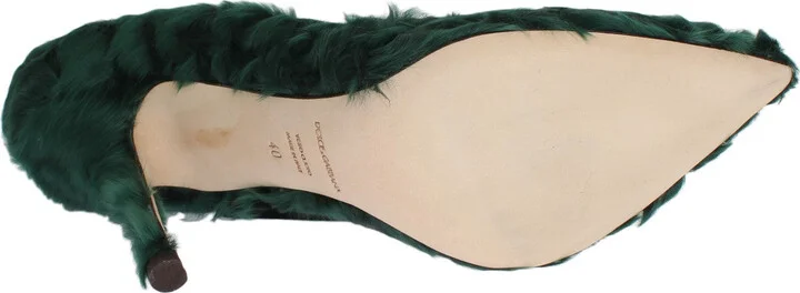 Green Xiangao Lamb Fur Leather Women's Pumps - Image 3