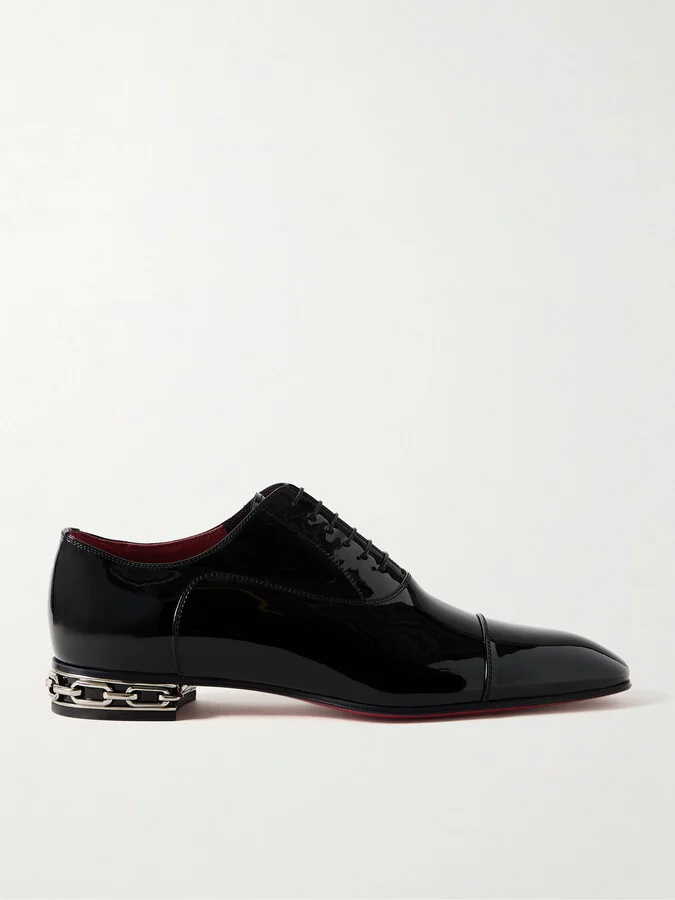 Greggy Chain-Embellished Patent-Leather Oxford Shoes