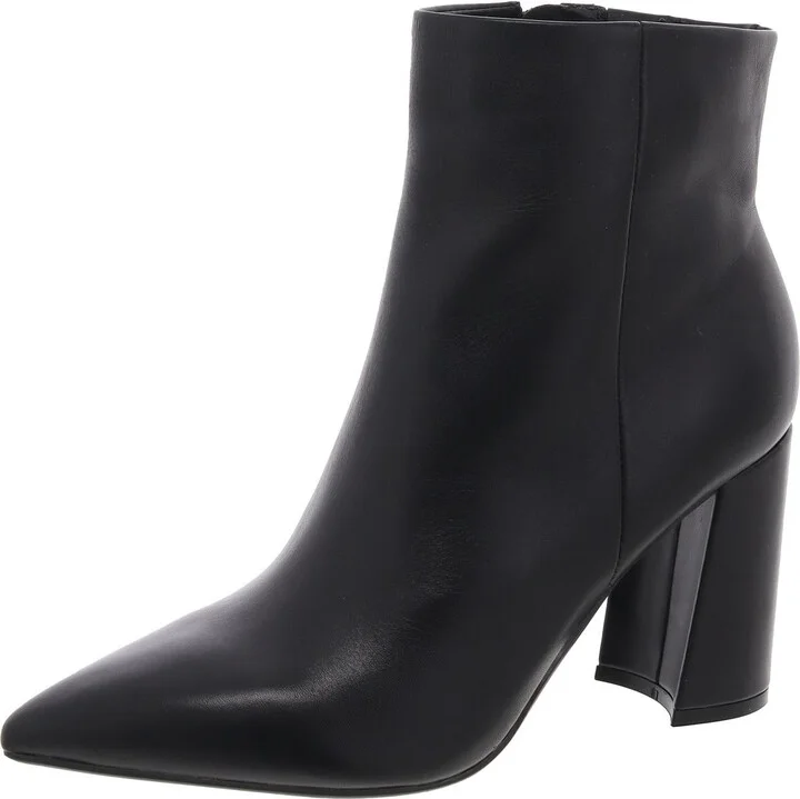Greneda Womens Block Heel Faux Leather Ankle Boots