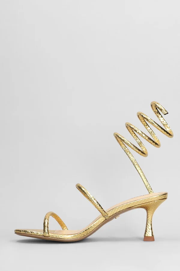 Greta 65 Sandals In Gold Leather - Image 3