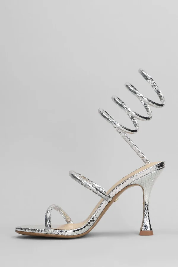 Greta 95 Sandals In Silver Leather - Image 3