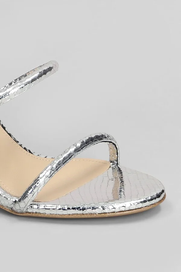 Greta 95 Sandals In Silver Leather - Image 5