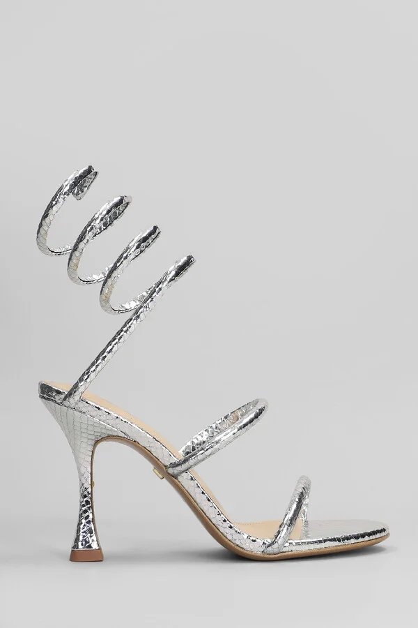 Greta 95 Sandals In Silver Leather