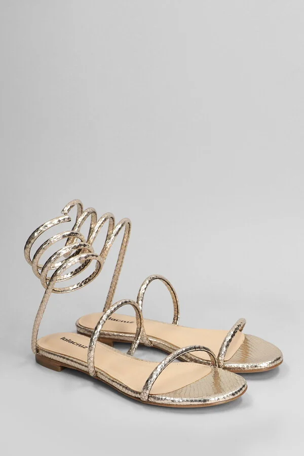 Greta Flat Flats In Gold Leather - Image 2