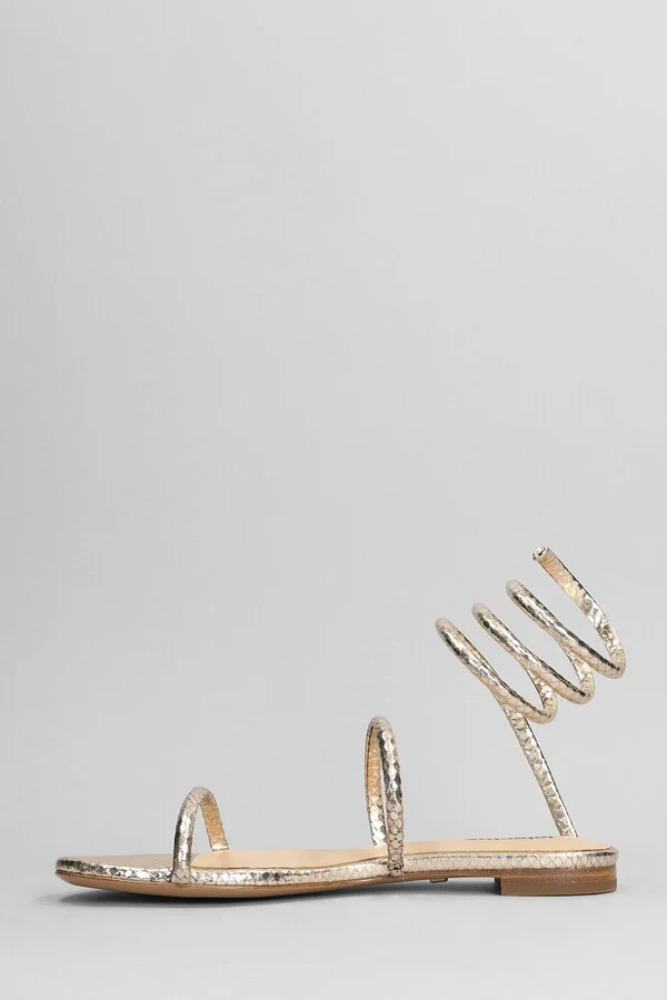 Greta Flat Flats In Gold Leather - Image 3