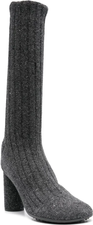 Grey Atomic 90 Ribbed-Knit Boots - Image 2