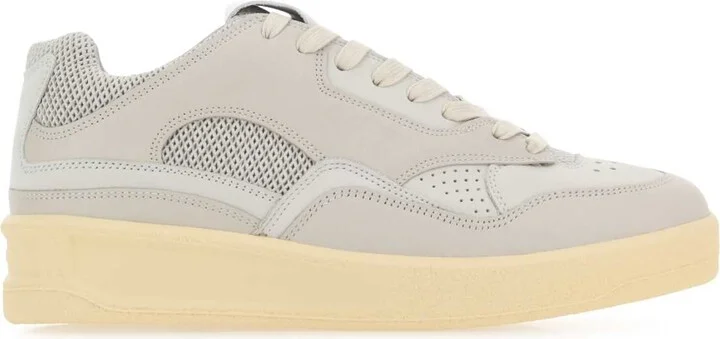 Grey Canvas And Rubber Basket Sneakers