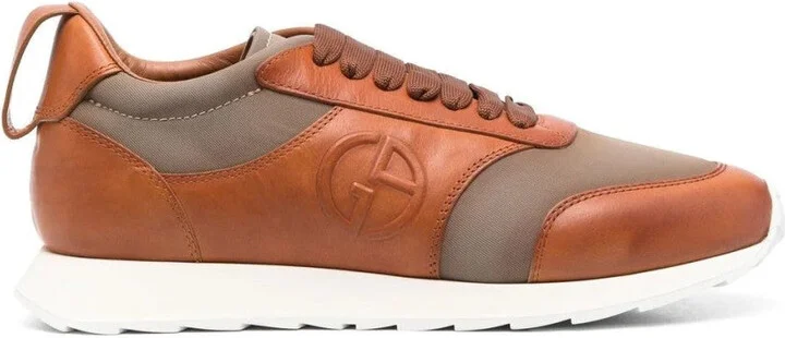 Grey Cow Leather Trainers With Padded Collar