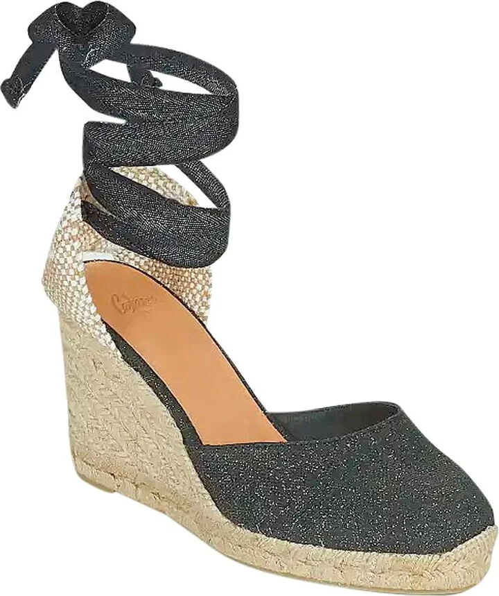 Grey Lace-Up Espadrille Sandals In Cotton Woman - Image 2