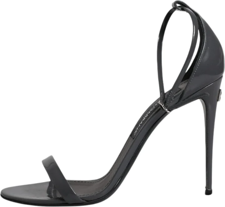 Grey Leather Ankle Strap Heel Sandals Women's Shoes (Pre-Owned) - Image 6