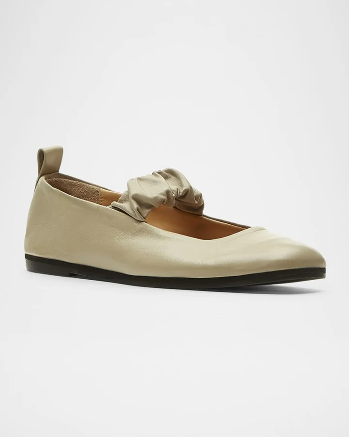 Grey Leather Mary Jane Ballerina Flats - Image 2
