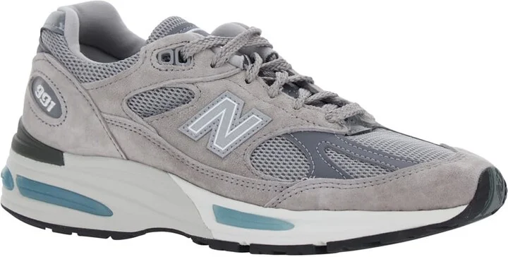 Grey Low Top Sneakers With Logo Detail In Suede And Tech Fabric Unisex - Image 2