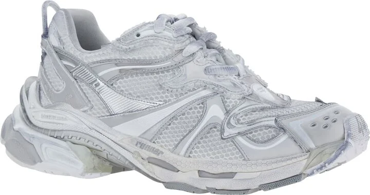 Grey Low Top Sneakers With Logo Lettering On The Heel And Panelled Design In Tech Fabric Man - Image 2