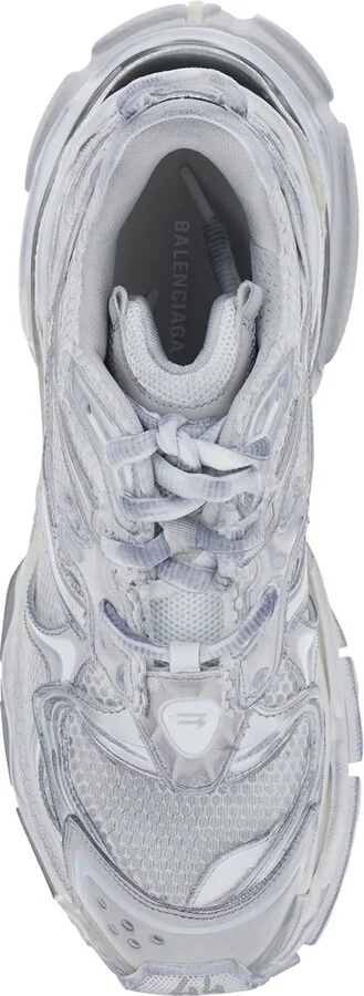 Grey Low Top Sneakers With Logo Lettering On The Heel And Panelled Design In Tech Fabric Man - Image 4