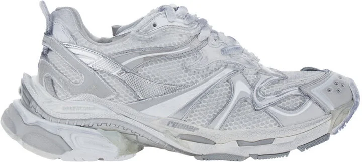 Grey Low Top Sneakers With Logo Lettering On The Heel And Panelled Design In Tech Fabric Man