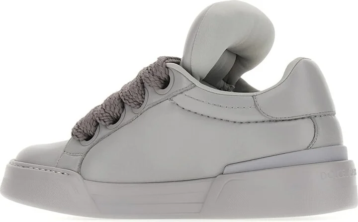 Grey Nappa Leather Mega Skate Sneakers - Image 3
