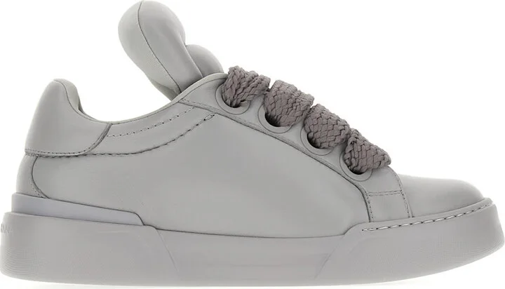 Grey Nappa Leather Mega Skate Sneakers