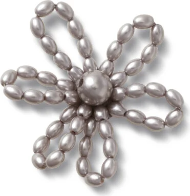 Grey Pearl Beaded Daisy