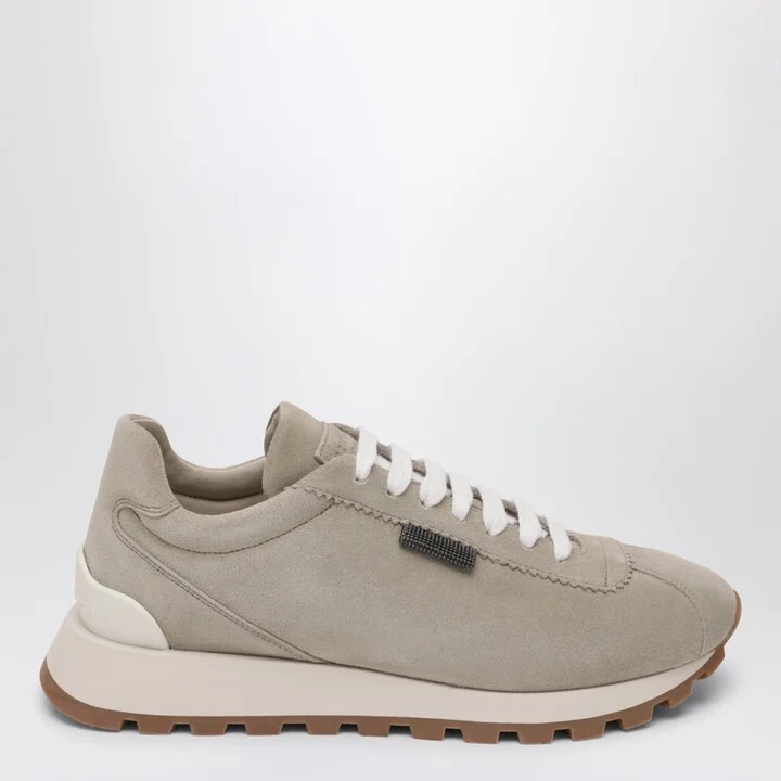 Grey/Sage Green Sneakers in Suede