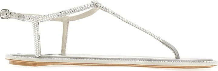 Grey Satin And Leather Diana Sandals - Image 2