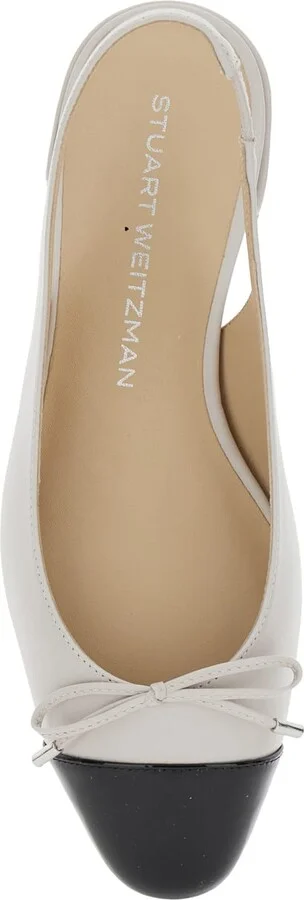 Grey Slingback Ballet Shoes With Cap Toe And Bow Detail In Leather Woman - Image 4