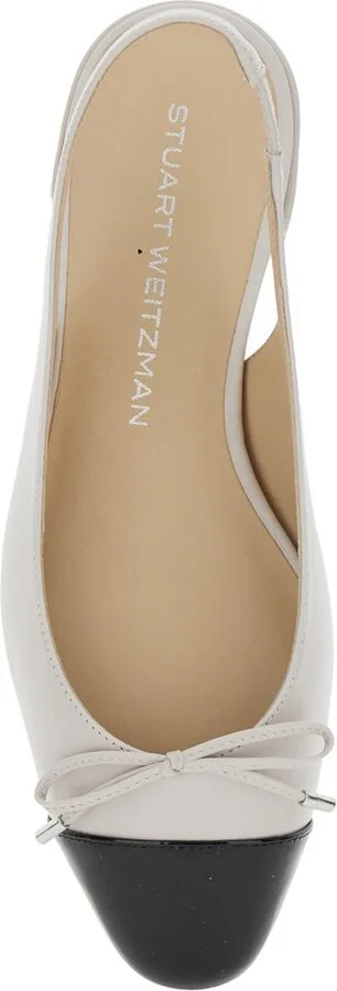 Grey Slingback Ballet Shoes With Cap Toe And Bow Detail In Leather Woman - Image 4