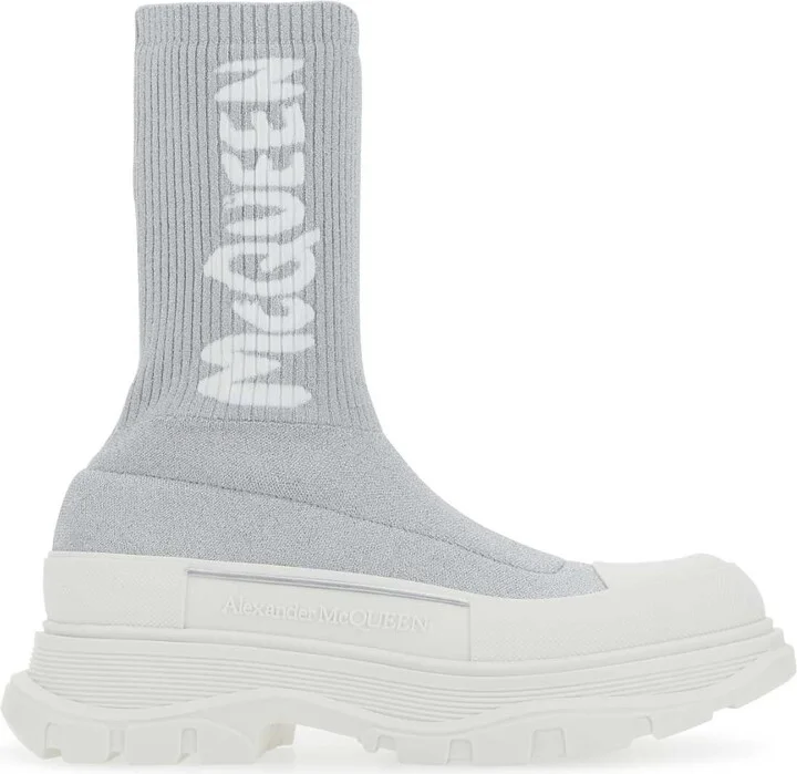 Grey Stretch Nylon Tread Slick Sneakers