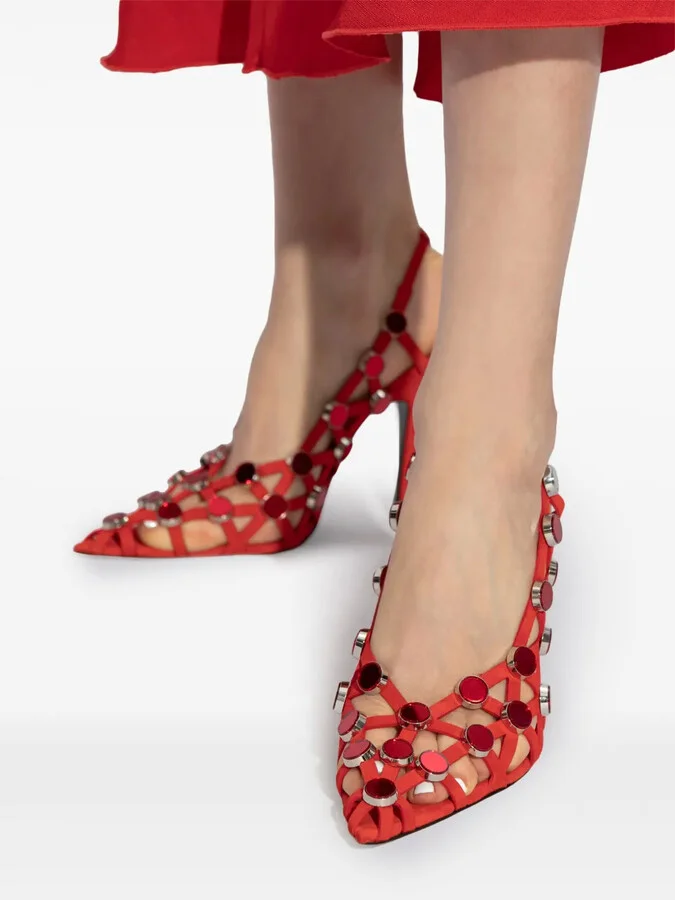 Grid 105mm leather pumps - Image 5