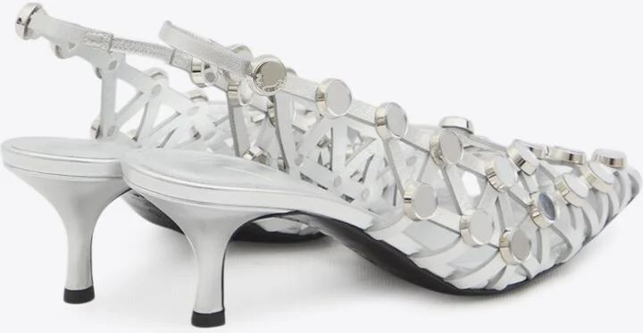 Grid 50 Slingback Pumps in Metallic Leather - Image 2
