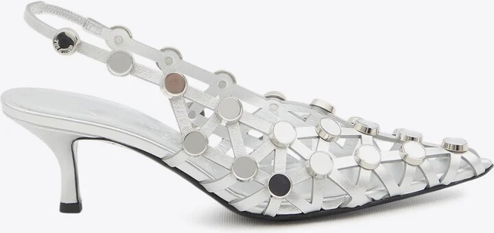 Grid 50 Slingback Pumps in Metallic Leather