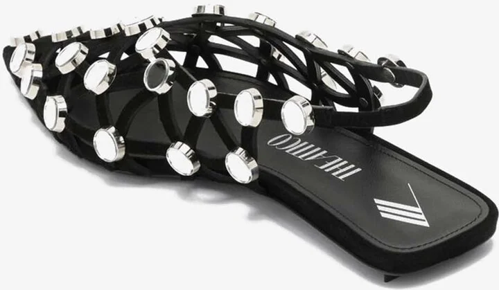Grid Crystal Embellished Slingback Flats - Image 3
