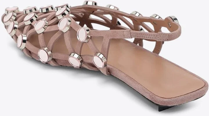 Grid Embellished Slingback Flats - Image 2