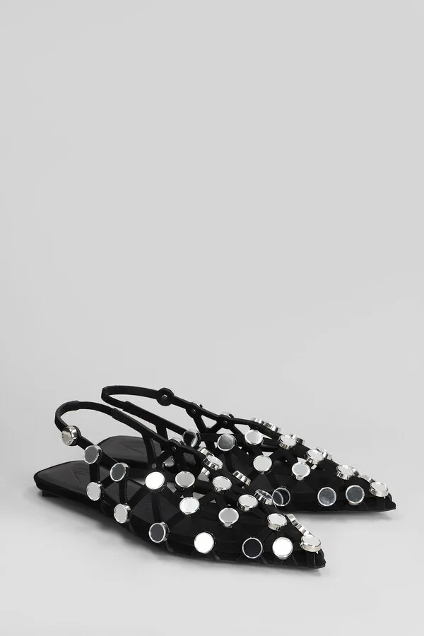 Grid Flats In Black Leather - Image 2