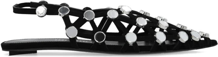 ‘Grid’ Openwork Ballet Flats, , - Black