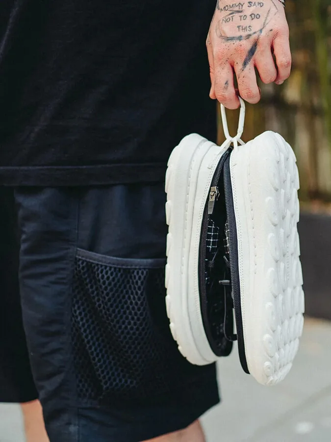 Grid-Pattern Zip Sneakers - Image 5